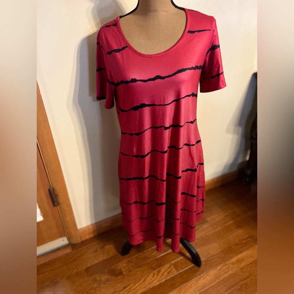 NO BRAND TAG Red and Black Striped Dress, Size S